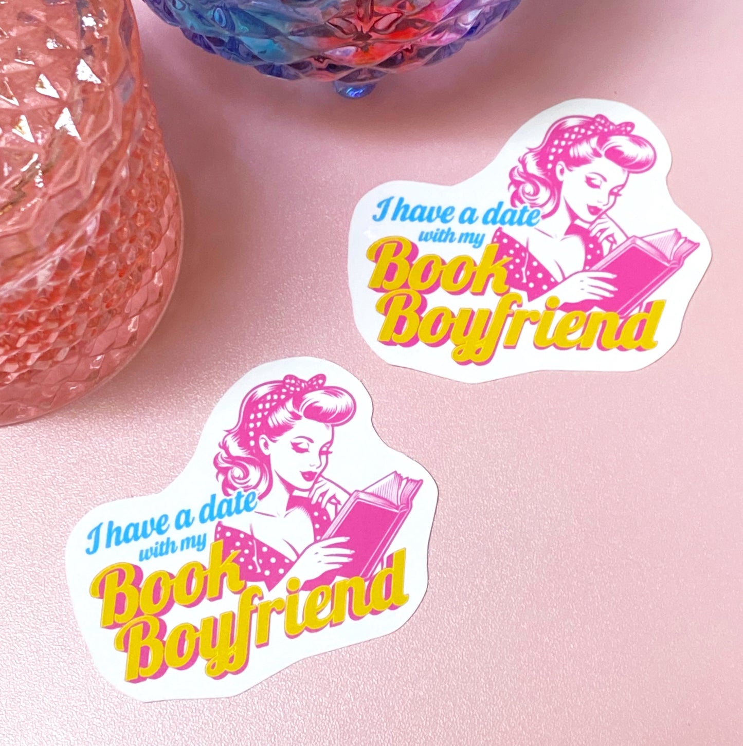 Book Boyfriend (F) | Waterproof Sticker - Inkwell & Ivy