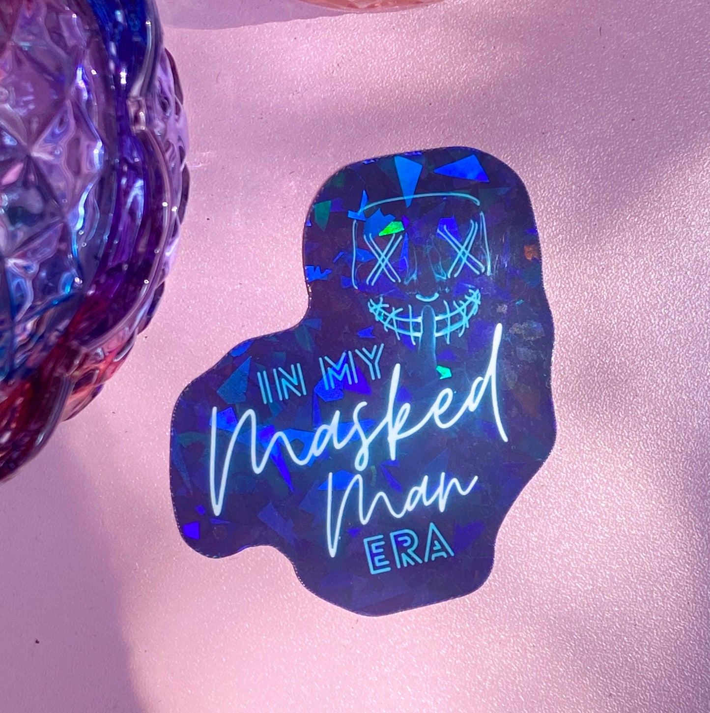 Masked Man | Holographic Sticker - Inkwell & Ivy