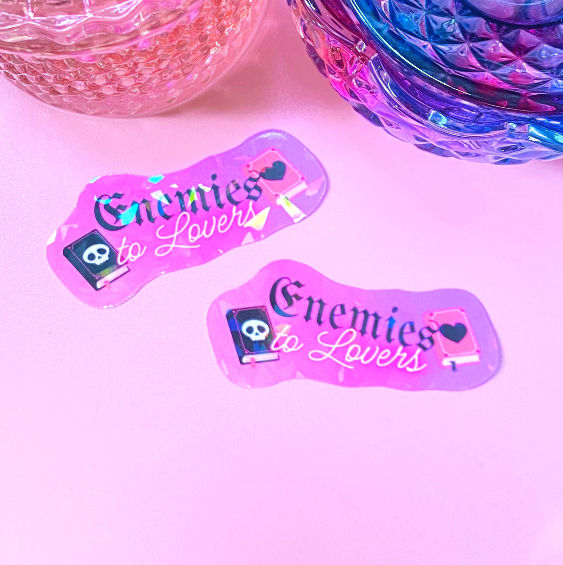 Enemies to Lovers pink | Holographic Sticker - Inkwell & Ivy