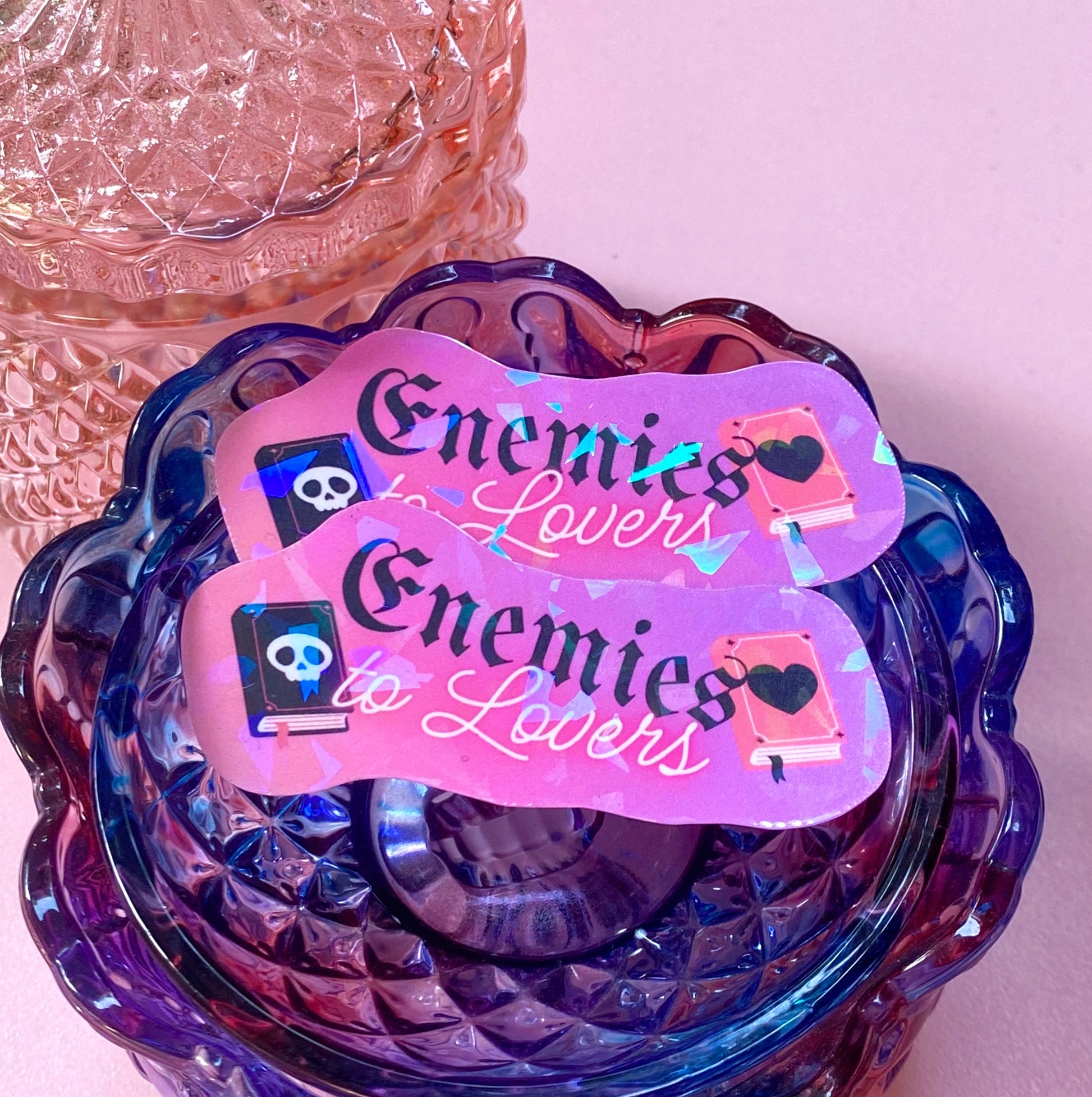 Enemies to Lovers pink | Holographic Sticker - Inkwell & Ivy