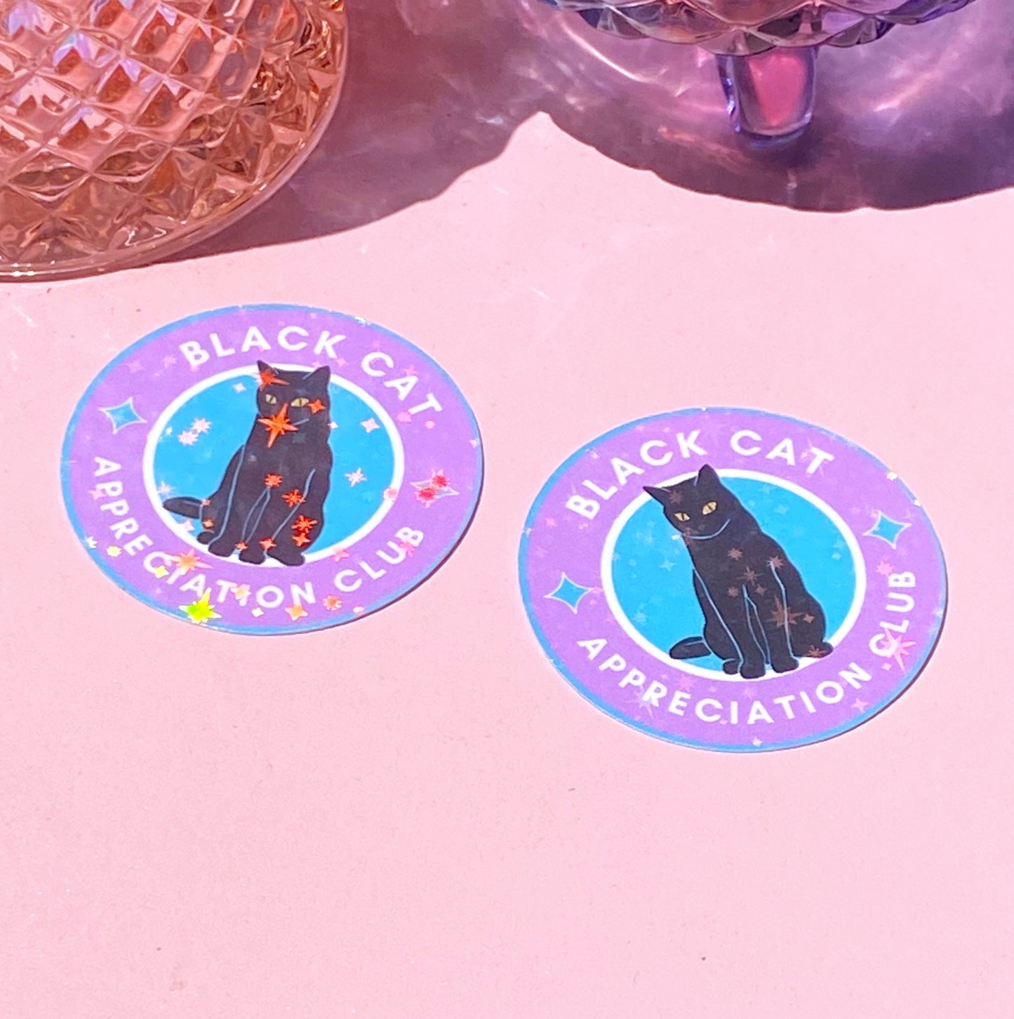 Black Cat Appreciation Club | Holographic Sticker - Inkwell & Ivy