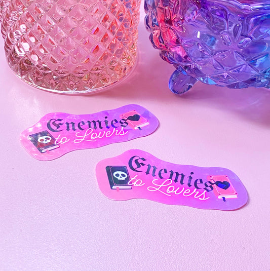 Enemies to Lovers pink | Holographic Sticker - Inkwell & Ivy