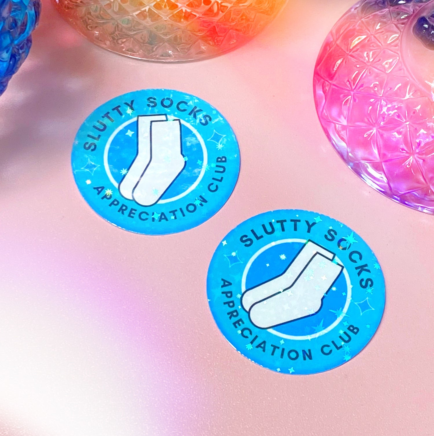 Slutty Socks Appreciation Club | Holographic Waterproof Sticker - Inkwell & Ivy