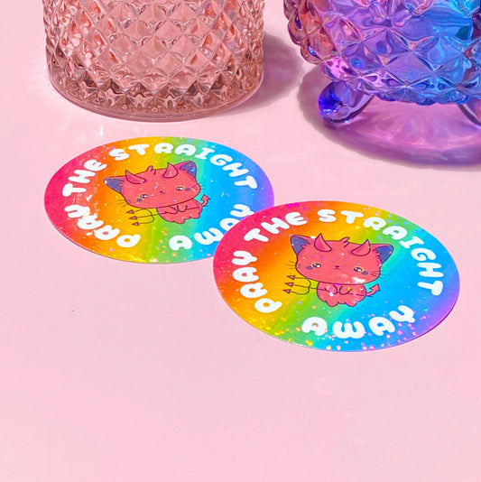 Pray the Straight Away | Holographic Waterproof Sticker